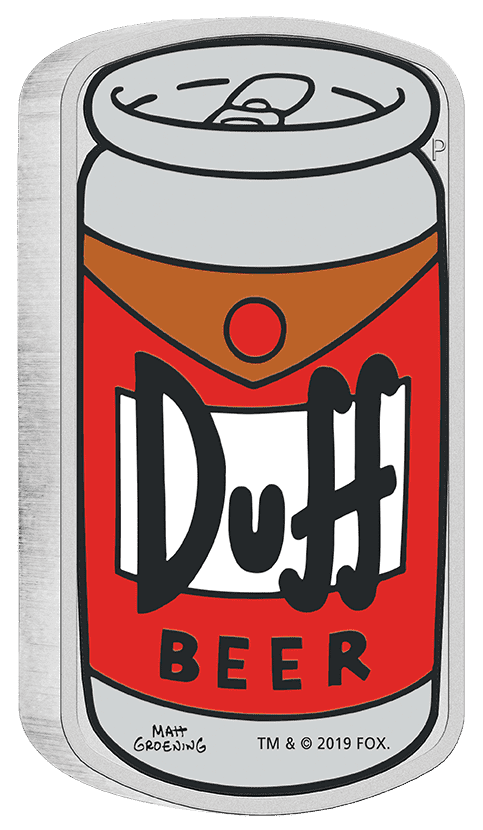 2019 $2 The Simpsons - Duff Beer 1oz Silver Coin