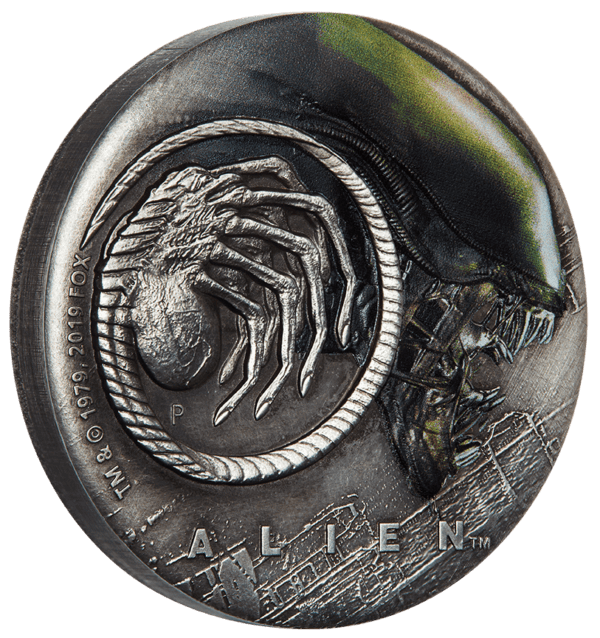 2019 $2 Alien 40th Anniversary 2oz Silver Antiqued Coin - Image 3