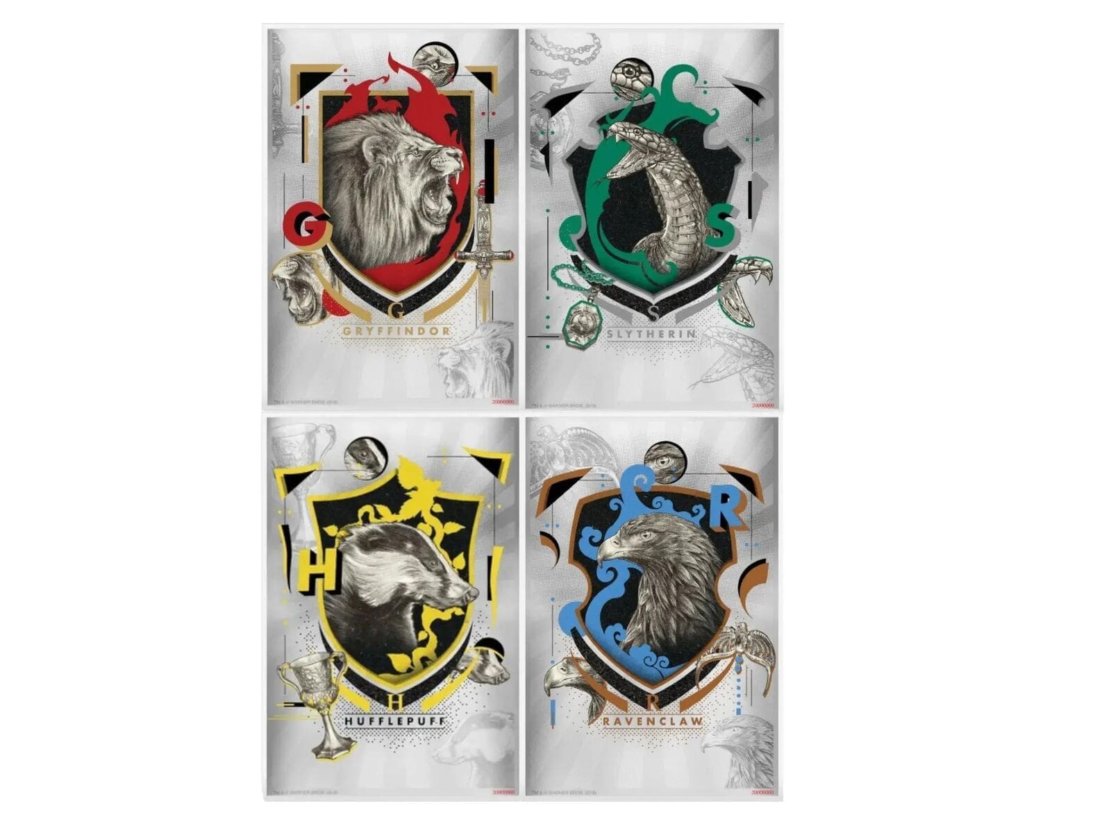 2020 Harry Potter - 4 House 5g Silver Coin Note Set