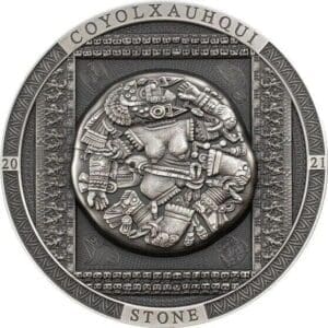 2021 $20 Aztec Coyolxauhqui Stone Archeology Symbolism 3oz Silver Coin