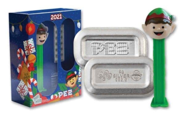 2021 PEZ® Gift Set Elf Dispenser 6 x 5g Silver Wafers - Image 2