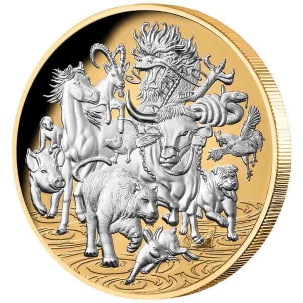 2021 $8 The Great Race Lunar Animals 5oz Silver Coin - Image 2