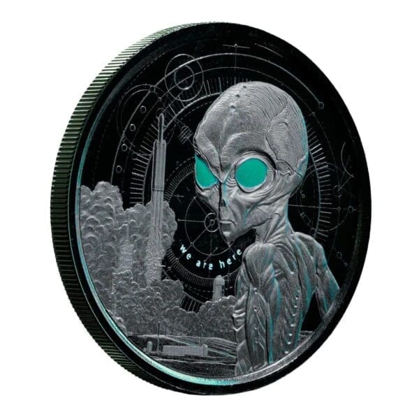 2021 ₵5 Alien 1oz Black Rhodium Plated Silver Proof Coin - Image 2