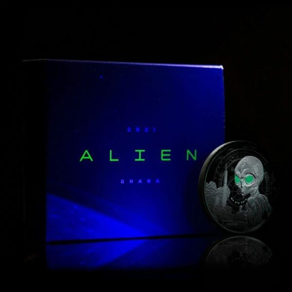 2021 ₵5 Alien 1oz Black Rhodium Plated Silver Proof Coin - Image 5