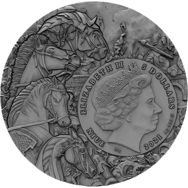 2021 $5 Pale Horse Four Horsemen Of The Apocalypse 2oz Silver Coin - Image 3