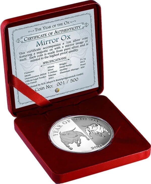 2021 Year of the Ox 1oz Silver Mirror Proof Coin - Image 3