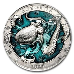 2021 $5 Octopus Underwater World 3oz Silver Coin