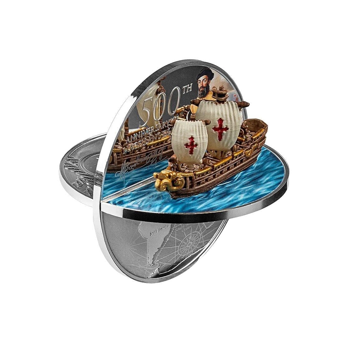 2021 $5 Ferdinand Magellan 500th Anniversary Of Death 3D Silver Proof Coin
