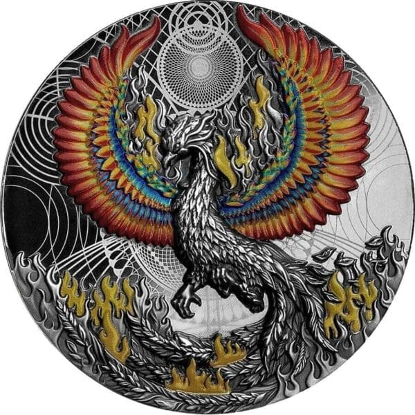 2021 $5 Burning Phoenix 2oz Silver Black Proof Coin