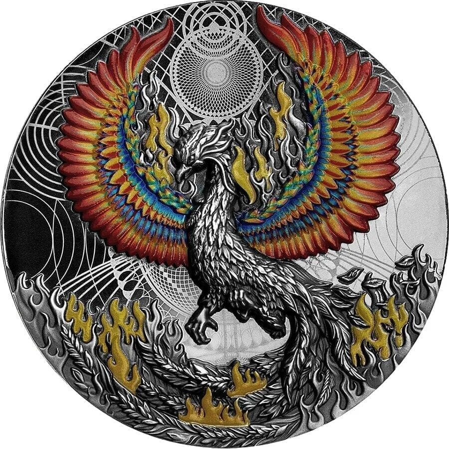 2021 $5 Burning Phoenix 2oz Silver Black Proof Coin