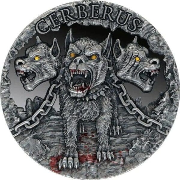 2021 Cerberus 2oz Silver Antiqued Coin