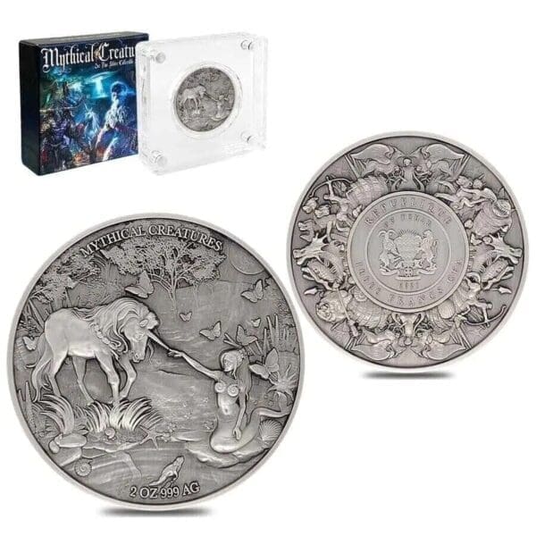 2021 Mermaid & Unicorn Mythical Creatures Series 2oz Silver Coin