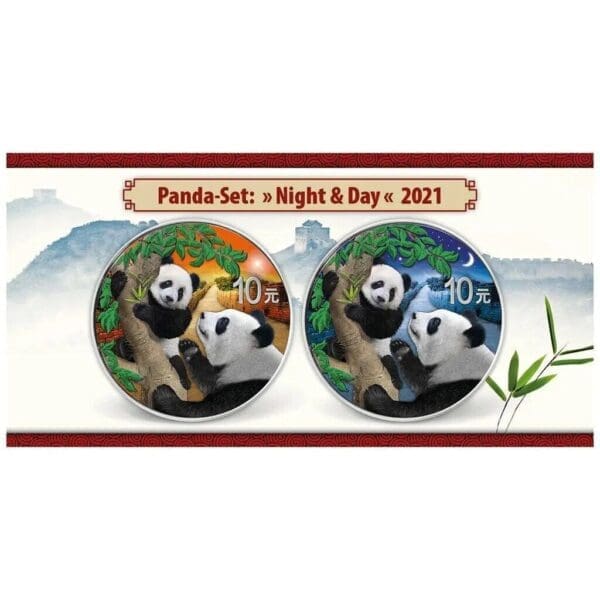 2021 Night and Day Panda Silver Coin Set - Image 5