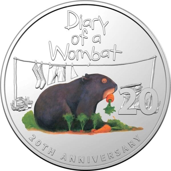 2022 20c 20th Anniversary of Diary of a Wombat UNC Carded Coin