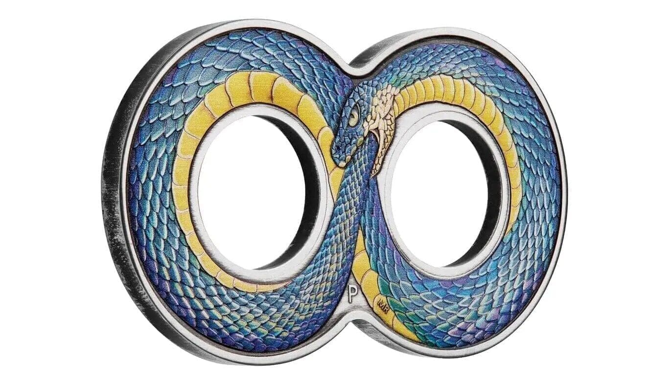 2022 $2 Ouroboros 2oz Silver Antiqued Coloured Coin