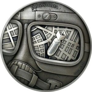 2022 $5 Human Tragedies Hiroshima 2oz Silver Antiqued Coin