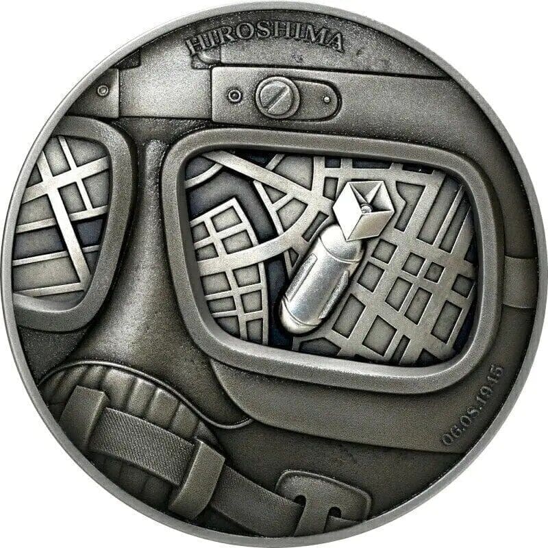 2022 $5 Human Tragedies Hiroshima 2oz Silver Antiqued Coin