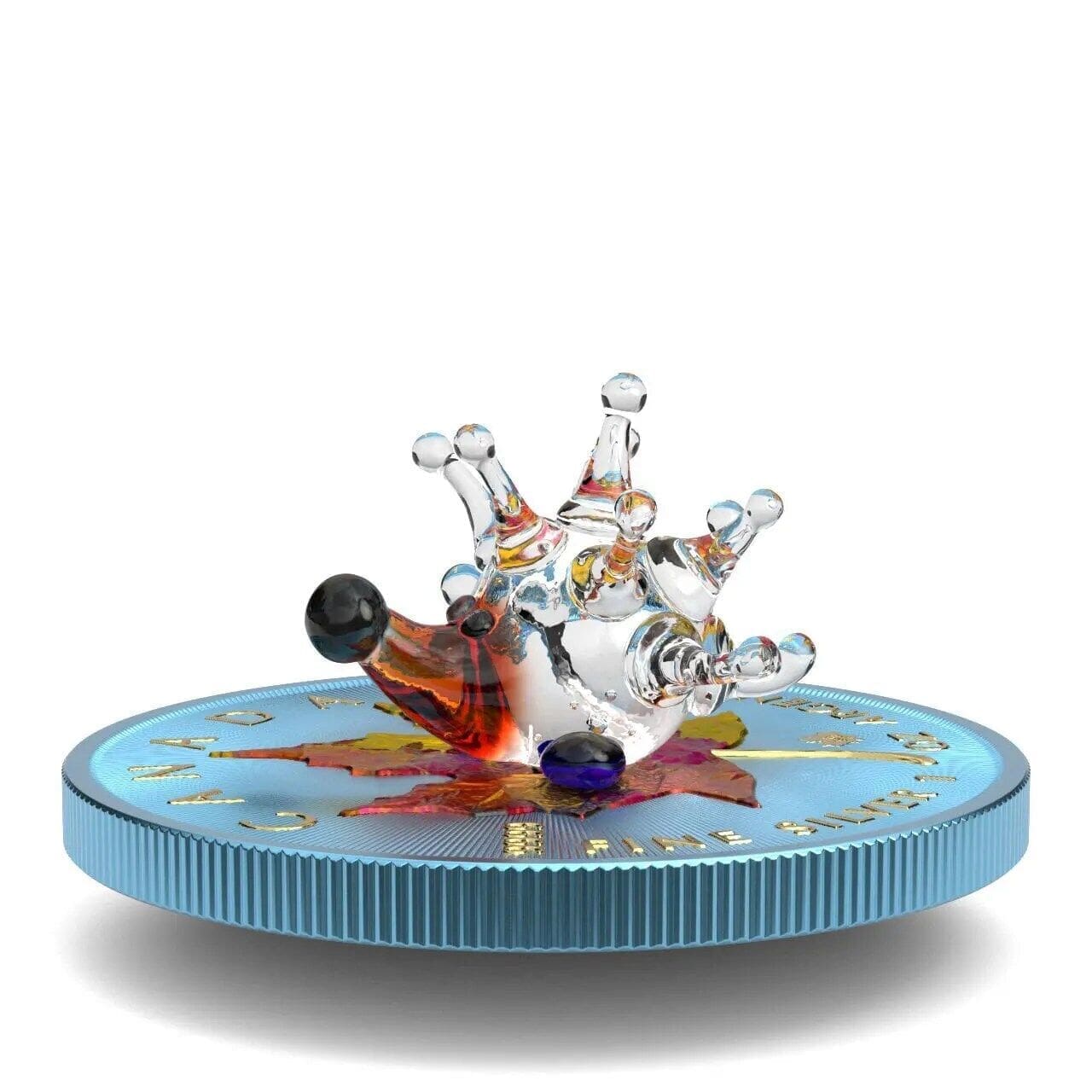 2022 $5 Hedgehog Maple Leaf Murano Glass Series 1oz Silver Coin