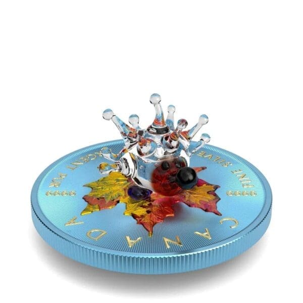 2022 $5 Hedgehog Maple Leaf Murano Glass Series 1oz Silver Coin - Image 2