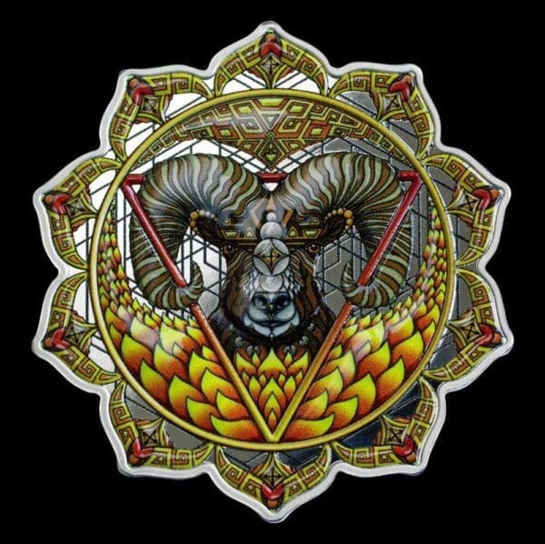 2022 $5 Seven Chakras Ram of the 3rd Chakra 2oz Silver Coin