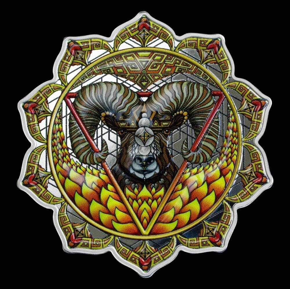 2022 $5 Seven Chakras Ram of the 3rd Chakra 2oz Silver Coin