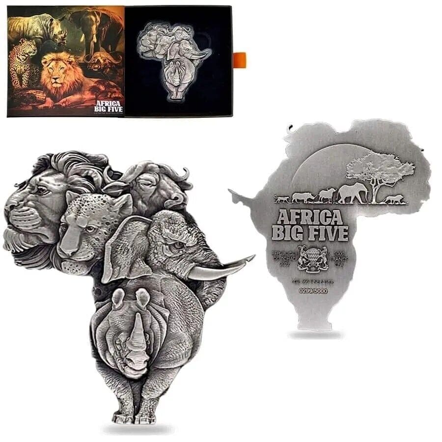 2022 Big Five Africa Shaped High Relief 1oz Silver Coin