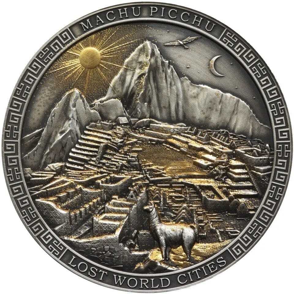 2022 $5 Machu Picchu Old Peak 2oz Silver Gilded Coin