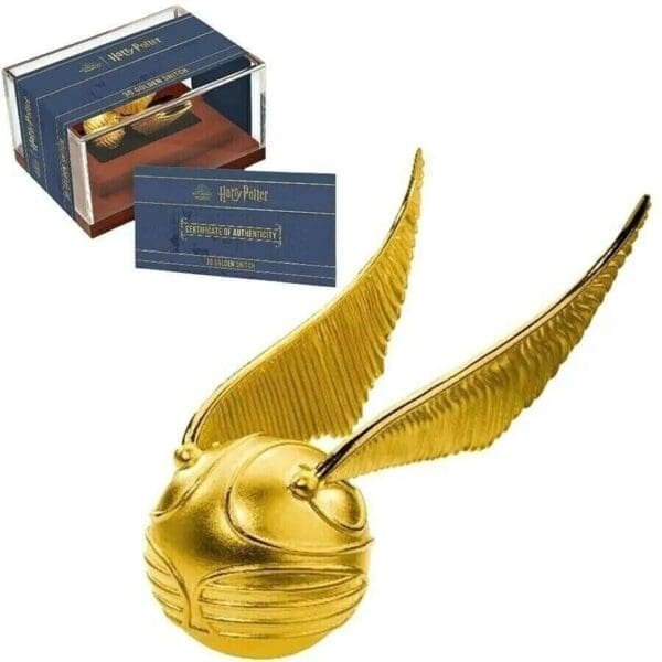 2022 $5 Harry Potter 3D Golden Snitch Gilded 3oz Silver Prooflike Coin - Image 6