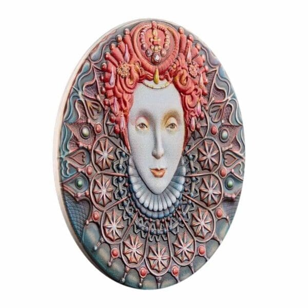 2022 $5 Elizabeth I 2oz Silver Antiqued High Relief Coin - Image 2