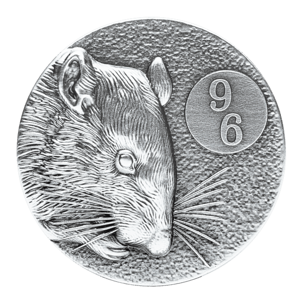 2020 $5 Rat 96 Chinese Zodiac Series 2oz Antiqued Silver Coin