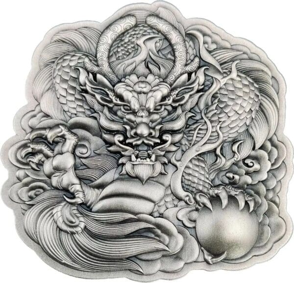 2022 $1 Chinese Dragon Shaped 2oz Silver Coin