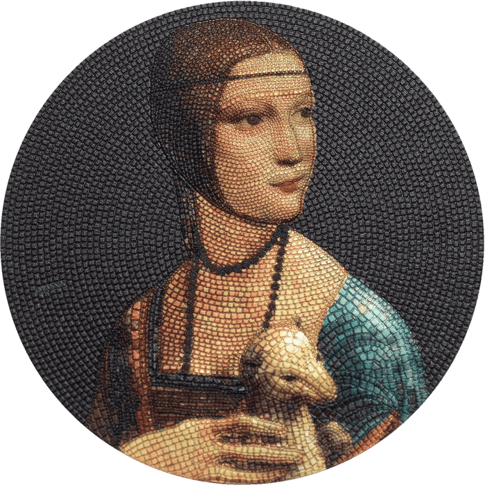 2020 $20 Lady With An Ermine Leonardo da Vinci Great Micromosaic 3oz Silver Coin