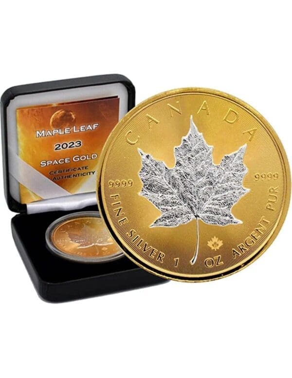 2023 $5 Maple Leaf Space Gold Edition 1oz Silver Coin - Image 3