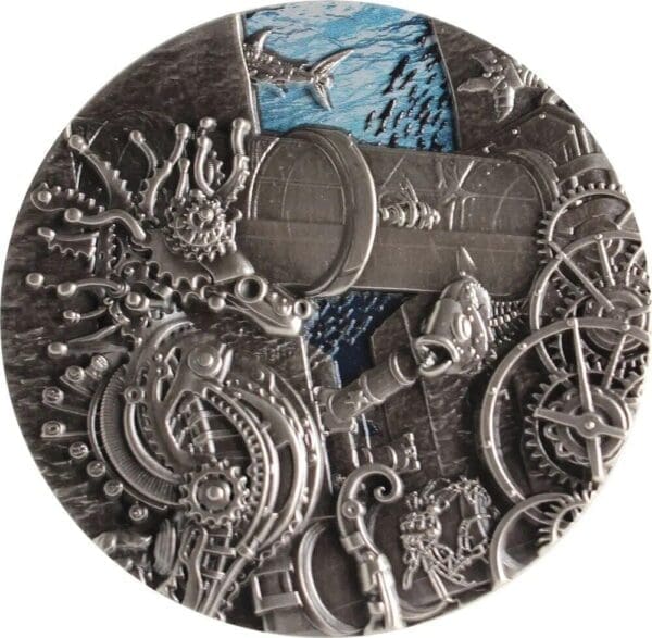 2023 Mechanical Creature Under the Ocean 3oz Silver Antiqued Coin - Image 2