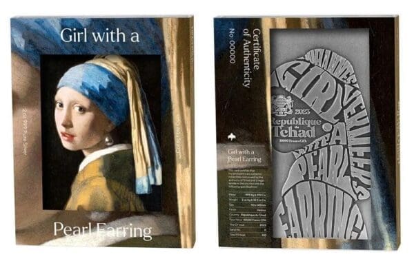 2023 Girl With a Pearl Earring Vermeer 35.5oz Bimetal Coin - Image 2