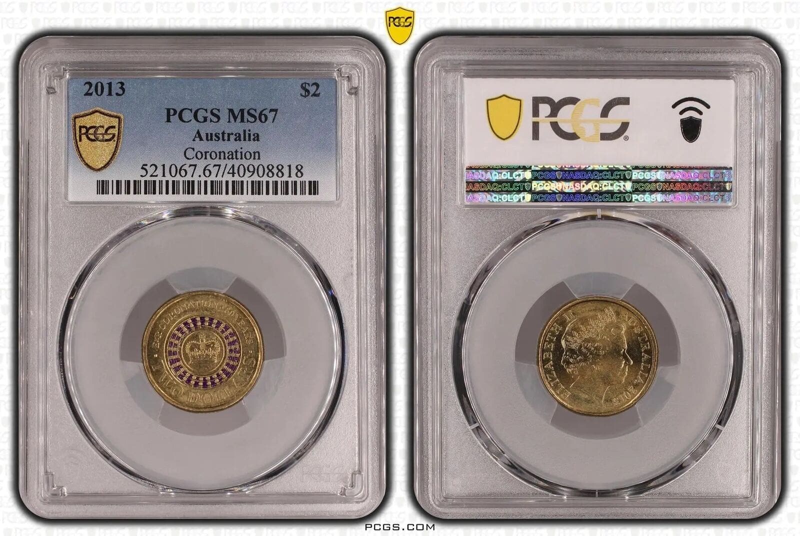 MS67 2013 $2 60th Anniversary QEII Coronation Regular Strike Coin