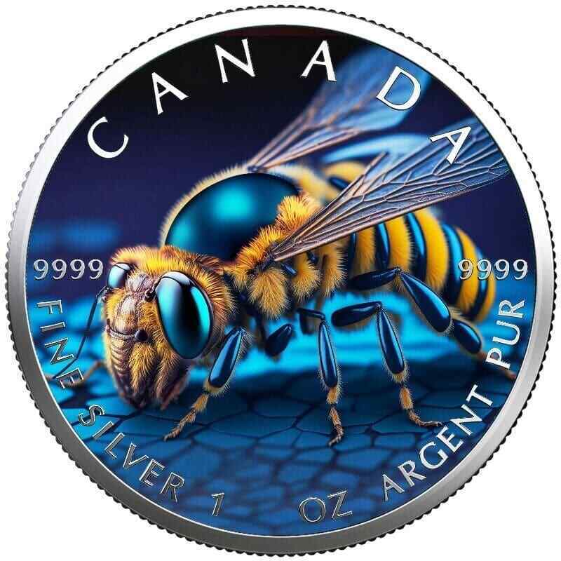 2023 Cyber Bee Holographic Maple Leaf 1oz Silver Coin