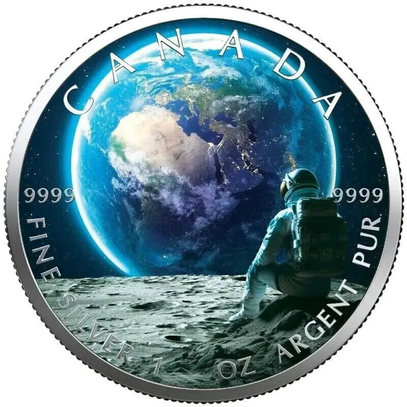 2023 View On The Moon Holographic Maple Leaf 1oz Silver Coin