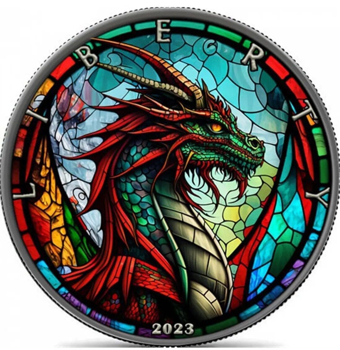 2023 $1 Dragon Stained Glass Dream American Eagle 1oz Silver Coin