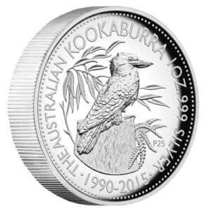 2015 $1 Kookaburra 25th Anniversary 1oz Silver High Relief Proof Coin