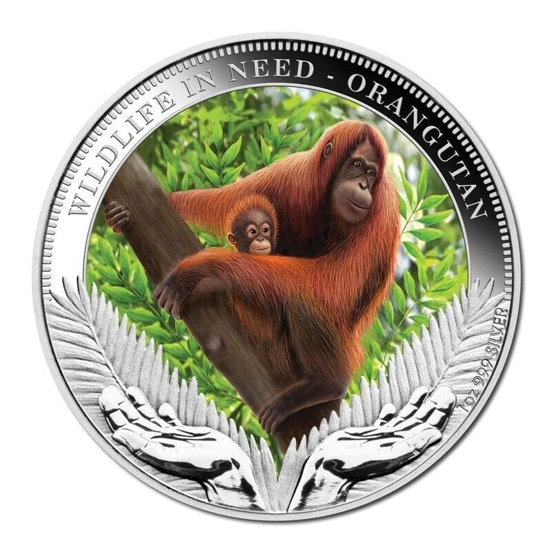 2011 $1 Wildlife In Need Orangutan 1oz Silver Proof Coin