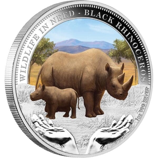 2012 $1 Wildlife In Need Black Rhinoceros 1oz Silver Proof Coin