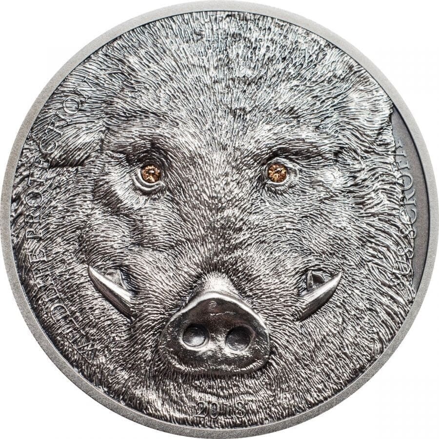2018 Wild Boar – Sus Scrofa 1oz Silver Antiqued Coin