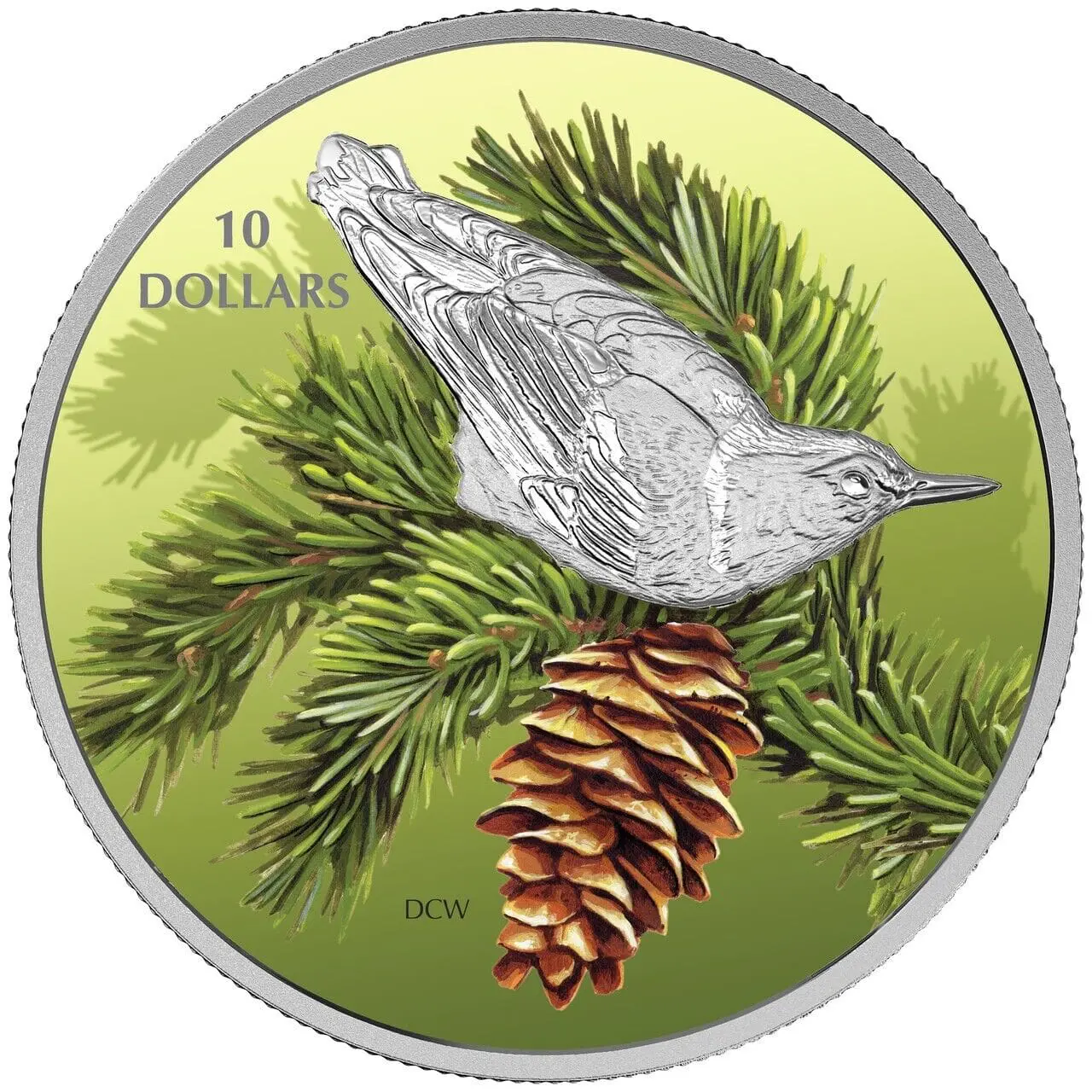 2017 $10 Birds Among Nature's Colours Nuthatch 1/2oz Silver Coin