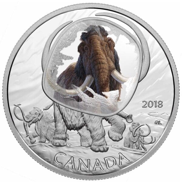 2018 $20 Frozen In Ice Woolly Mammoth 1oz Silver Coin