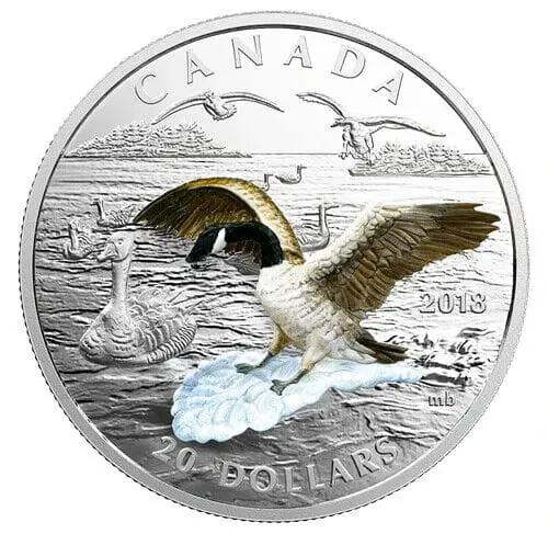 2018 $20 3D Approaching Canada Goose 1oz Silver Coin