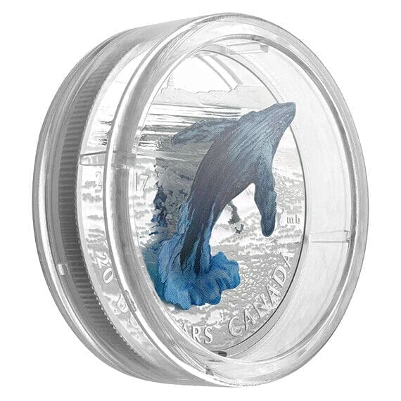 2017 $20 3D Breaching Humpback Whale 1oz Silver Coin