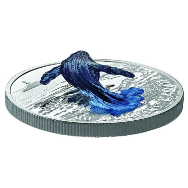 2017 $20 3D Breaching Humpback Whale 1oz Silver Coin - Image 4