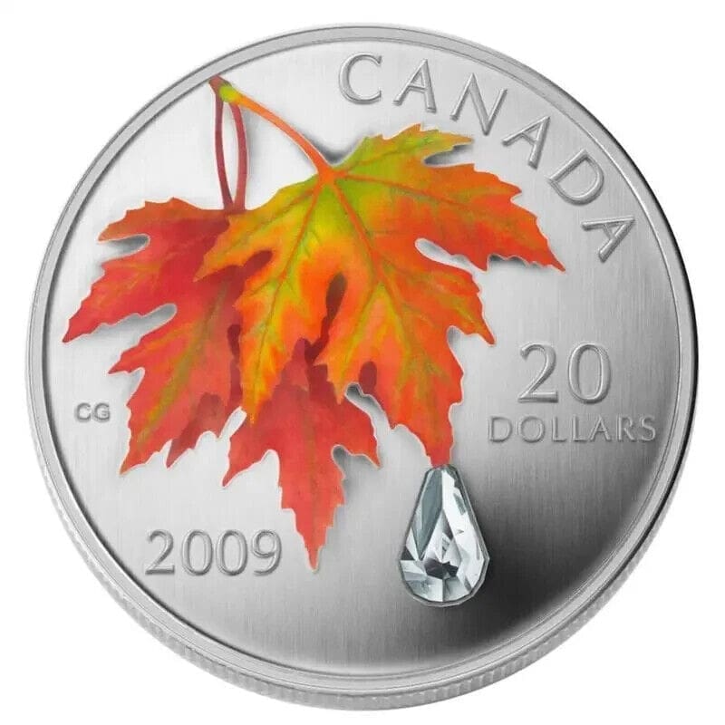 2009 $20 Swarovski Crystal Raindrop Silver Proof Coin