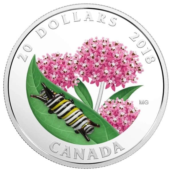 2018 $20 Little Creatures Monarch Caterpillar Silver Coin